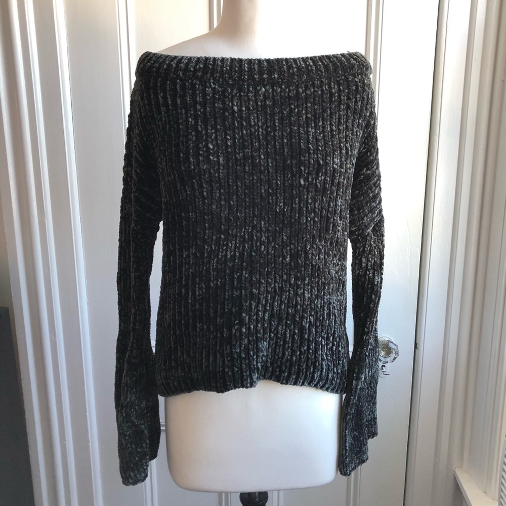 Express chenille flare sleeve sweater